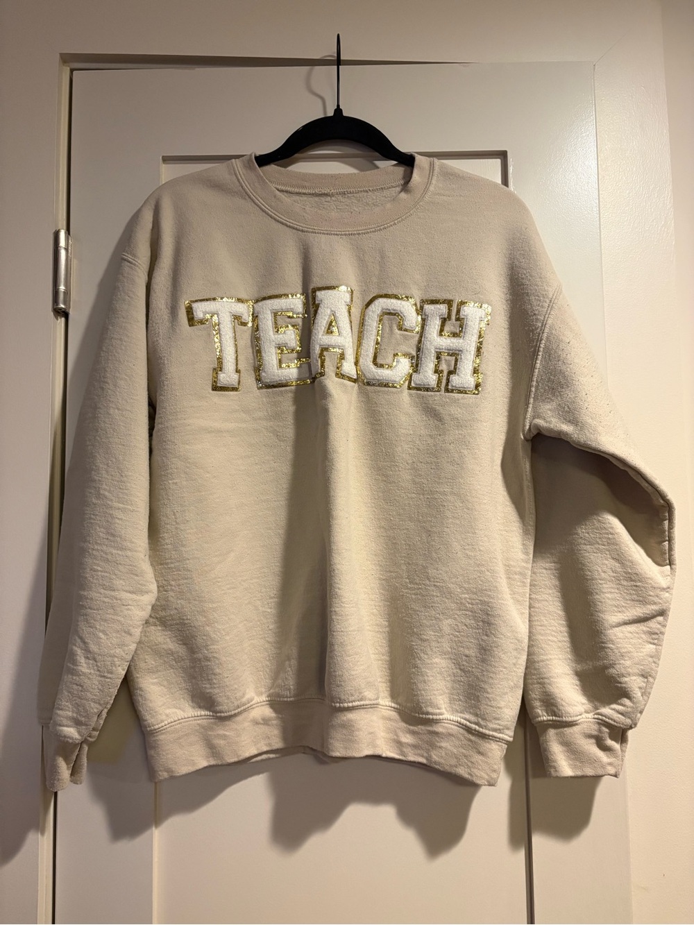 Beige 'TEACH' Crewneck Sweatshirt